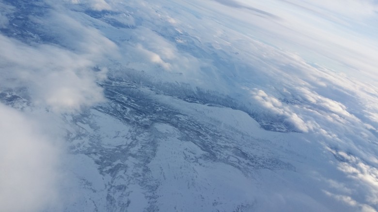 트롬쇠로 가는 기내에서 촬영한 사진. 북극에 진입한 실감이 난다.